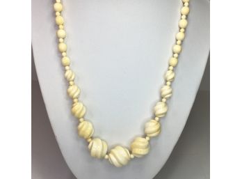 Nice Antique Carved Bone Necklace - Very Well Done - We Have Several Lots Of Carved Bone In This Auction
