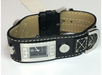 Fantastic Brand New $695 Ladies GIVENCHY - PARIS Watch Black Leather Bracelet - Beautiful ! - Great Gift !