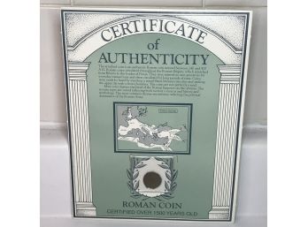 Very Cool 1500 Year Old Roman Coin - Authentic - Mounted On Card With Certificate Of Authenticity - NEAT !