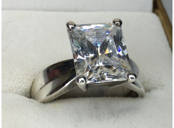 Beautiful 925 / Sterling Silver Engagement Style Ring With Huge White Sparkling CZ - 2ct Approximate Size CZ