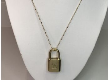 (1 OF 2) Authentic LOUIS VUITTON Lock Necklace With Two Different Chains - Highly Polished - GREAT GIFT ITEM !
