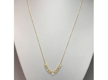 Fabulous Van Cleef / VCA Inspired Alhambra Necklace Sterling Silver With 14K Gold Overlay With White Zircons