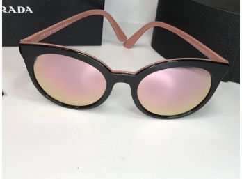 GREAT GIFT ! Fabulous Brand New $385 PRADA Sunglasses With Box And Case - In Salmon And Black - Made In Italy