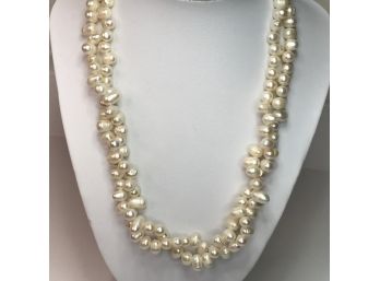 Fantastic Genuine Cultured Baroque Twisted Pearl Necklace - Very Pretty Piece - Baroque Pearls Are Amazing