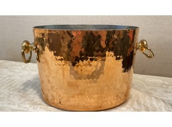 A Williams Sonoma Hammered Copper  'Villedieu' Made In France Oval  Ice Bucket Double