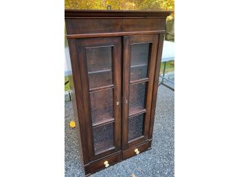 An Antique Curio Wall Cabinet With Key- 24'w X 8'd X 41'h