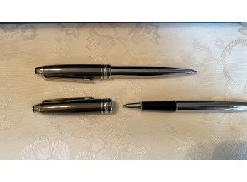 A Pair Of Classic  Gold Plated And Resin MONTBLANC  Meisterstuck Ballpoint Pen