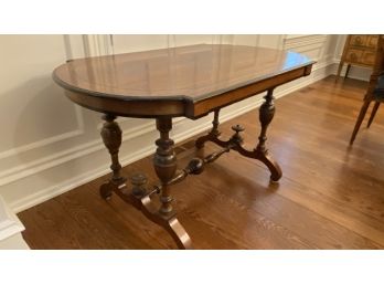 Beautiful Antique Library Table With Very Nice Carving Details - 47'w X 27'd X 27'h