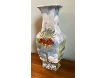 A Very Nice John Derian - New York -  Porcelain Vase Hand Painted  - 16'h