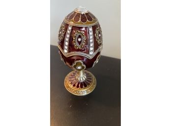 A Decorative  EGG With Music Box On Stand - 2.5'w X 5'h