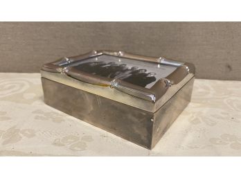 A Pretty Silver Plated  Trinket  Box MRK For Mitchells Stores