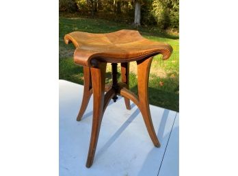 A  Vintage Carved  Wooden  Stool - 12'w X 17'h