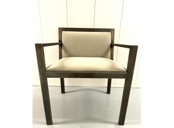 Upholstered Arm Chair With Brushed Copper Metal