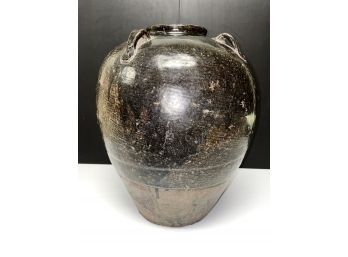 Glazed Ceramic Jug Or Jar With Four Handles