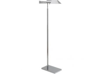Polished Nickel Chrome Swing-Arm Halogen Dimming Switch Floor Lamp