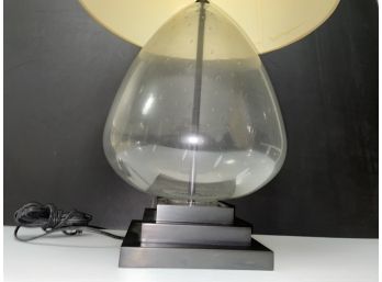 Handblown Clear Art Glass Lamp With Shade