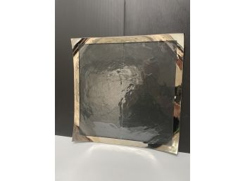 Ornate Flare Tip Ended Glass With Silver Rim Serving Platter
