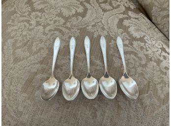 Five Vintage Initialed Silver Plate Teaspoons