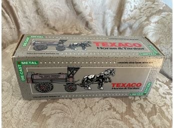 Texaco Horse And Tanker Die Cast Metal Coin Bank With Key