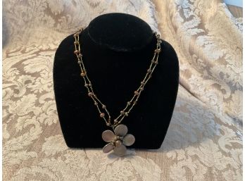 Double Strand Sparkling Necklace With Flower Center - Lot #24