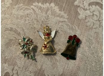 Three Vintage Holiday Pins - Lot #16