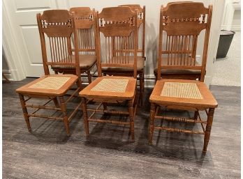 Six Vintage Chairs With New Caning