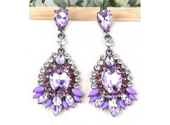 Multitone Purple Drop Earrings