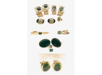 Goldtone W/ Green Stones Cufflink Collection