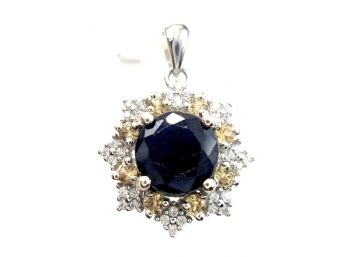 Natural Sapphire Pendant Set In 925 Sterling Silver
