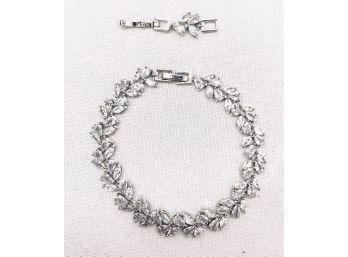 Elegant Silver Laurel Leaf Tennis Bracelet - New Item