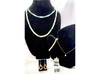 Collection Of Goldtone & Faux Pearl Costume Jewelry
