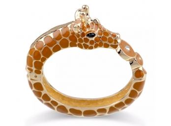 Amazing Goldtone Giraffe Hinged Cuff Bracelet