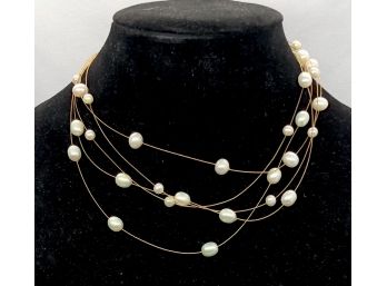 Genuine Pearl Free-floating On Copper Wire