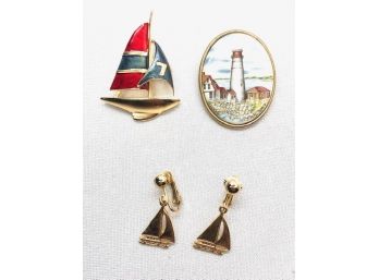Trio Of Nautical Themed Brooches