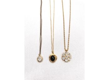 Trio Of Vintage Pendant Necklaces W/ Stones Inc. Designer-signed