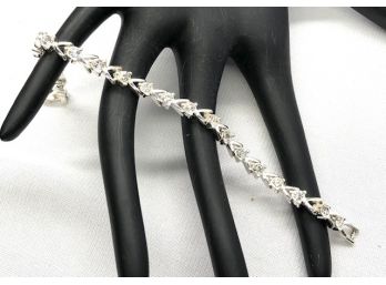 Fabulous Vintage Avon Silver Tennis Bracelets W/ Clear Stones