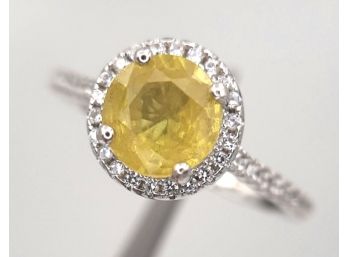 16 Carat Yellow Sapphire 925 Sterling Silver Ring - Size 6