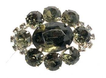Intriguing Faceted Smoked Stone Brooch