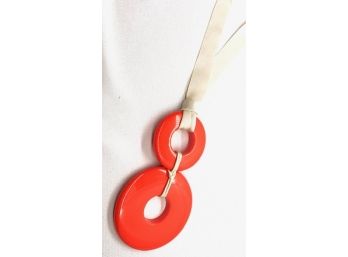 Vintage Mod Double Orange Circular Drop Necklace