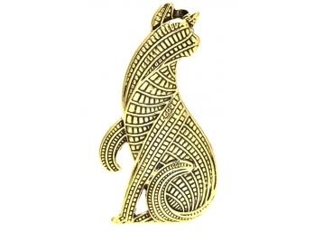 Antiqued Style Egyptian Revival Cat Brooch