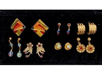 7 Pairs Of Vintage To New Goldtone Earrings