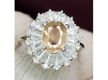Natural Champagne Topaz Ladies Ring - 925 Sterling Silver