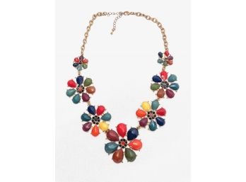 Large Costume Bib Style Floral Necklace