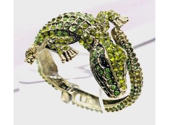 Incredible Alligator / Crocodile Hinged Cuff Bracelet
