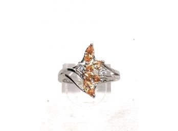 Gorgeous 18KT Gold-plated Ladies Ring W/ Peach Colored Stones