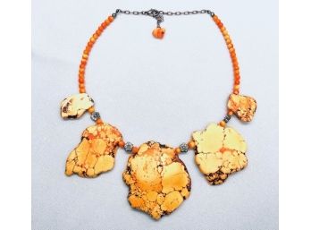 Amazing Orange Turquoise Slab Necklace - Local Designer