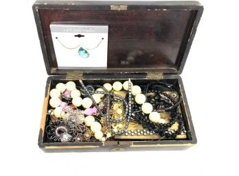 Vintage Keepsake/dresser Box Filled W/ Jewelry