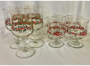 Gold Rimmed Holly Glassware