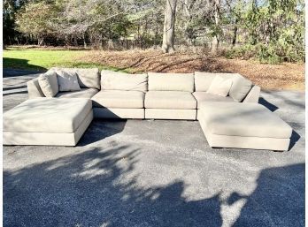 Large Crate & Barrel Sectional With Two Ottomans