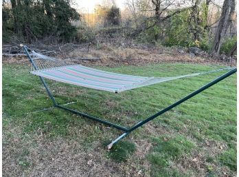 Rope & Striped Fabric Hammock With Stand